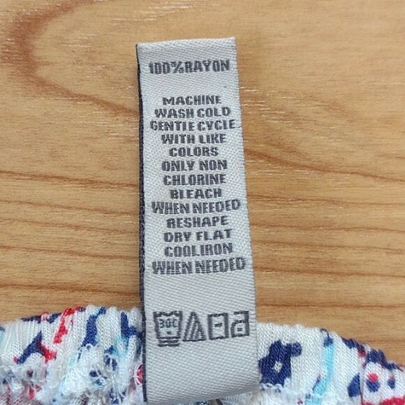 American Rag Cie Red White and Blue Mosaic Smocked Dress Size Medium - Picture 7 of 11